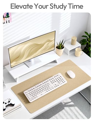 Image of YSAGi Leather Desk Pad Protector, Office Desk Mat, Large Mouse Pad, Non-Slip PU Leather Desk Blotter, Laptop Desk Pad, Waterproof Desk Writing Pad for Office and Home (Gold, 35.4 inch x 17 inch)