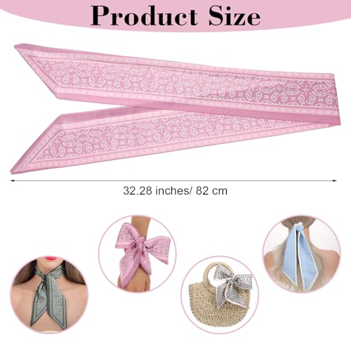 Scarf Bags for Women 4Pcs Elegant Handbag Scarfs Band Hair Neck Scarves Multifunctional Boho Scarves Headbands Satin Narrow Scarf for Bag Hair Accessories Gifts2