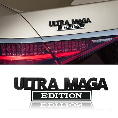 Hirificing Ultra MAGA Truck Car Emblems Adhesive Sticker, Classic Ultra MAGA Edition Emblems Exterior Auto Street Fighter Personality Body Decor 3D Metal Embossed Stickers for Car, Truck(Black/White)