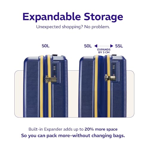 Image of Provogue Primea Large Check-in Trolley Bag, Set of 2 Suitcase, PC Hard Luggage, Anti-Theft Zipper, TSA Lock, Built-in Expander, Built-in Wet Pouch, 8 Wheels, 3 Years Warranty, Blue