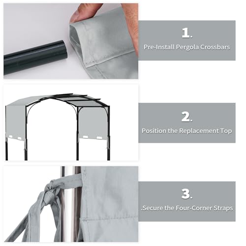 Image of 85 inchx 208 inch Universal Pergola Shade Cover, Garden Shade Replacement for 17x7.4 Ft Outdoor Pergola Structure, Patio Gazebo Canopy, Porch, Balcony Waterproof Top (Cover Only, Light Gray)