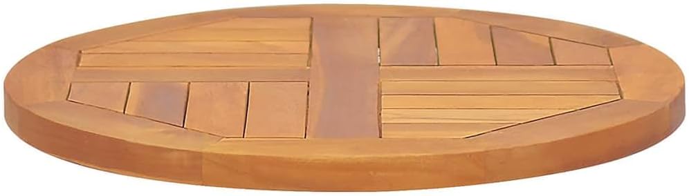 Solid Teak Wood Round Table Top 1 Inch Thick 19.7 Inch Diameter Outdoor Patio Dining Rustic Furniture Water Resistant Durable