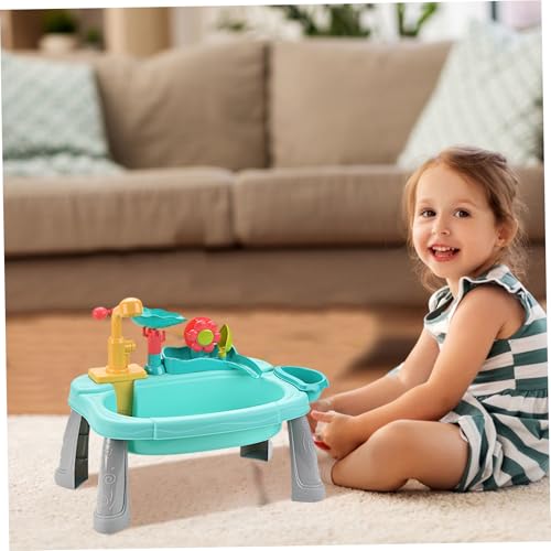 Fregadero de juguete con agua corriente eléctrica y grifo giratorio infantil 6