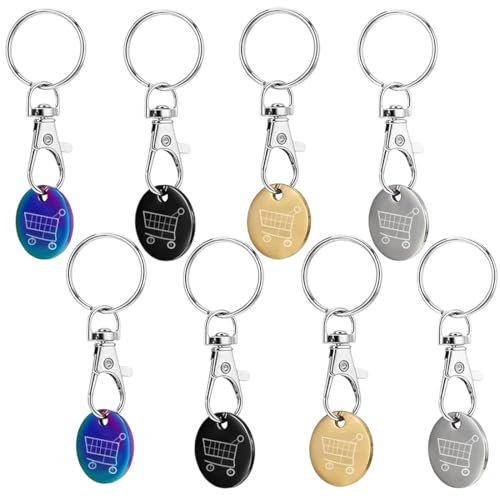 KEQAR 8 Porte-clés Débloqueurs de Chariot, Jetons de Caddie Amovibles avec Anneau Porte-clés, Clés pour Déverrouillage de Chariots de Supermarché