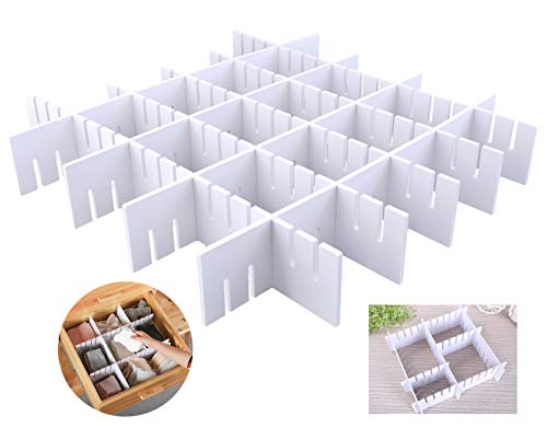 Large Adjustable Drawer Dividers Organizer, 17 inches Sturdy Drawer Organizer Dividers for Clothes, Dresser, Kitchen, Extremely Thick, 12 Pcs, White (12)
