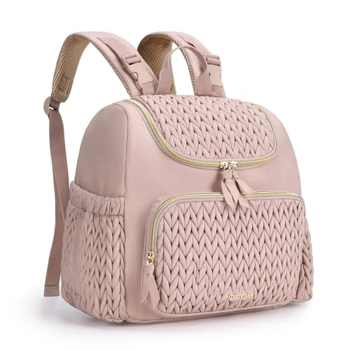 mommore Wickeltasche, kleiner Wickelrucksack, stylischer Baby-Reiserucksack mit isolierten Fächern, Wickelunterlage und Kinderwagenbefestigungen