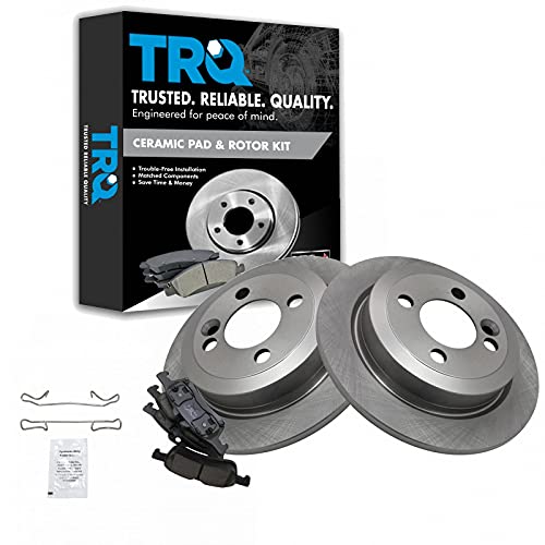 Image of TRQ Rear Brake Pad and Rotor Set Ceramic Solid Rotors | For 2007-2008 Mini Cooper