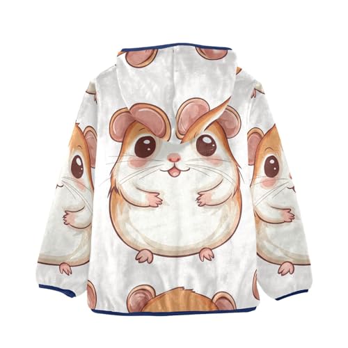 Cute Hamster Girls Fleece Jacket Girls Fall Jacket Girls Zip Up Hoodie Girls Sherpa Jacket 2-10T2
