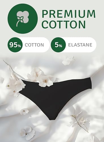 Women’s Cotton & Modal Stretch Bikini Panty, Lightweight, Tag-Free, Moderate Coverage, Comfortable Everyday Underwear, Large Size, Black (3 Packs)