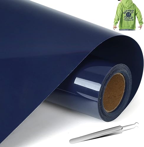 NCRGB Vinilo Textil Termoadhesivo (Añadir Herramienta) Papel Transfer para Camisetas, Plotter de Corte, Fácil de Cortar y Transferir (30.5×400cm, Azul Marino)