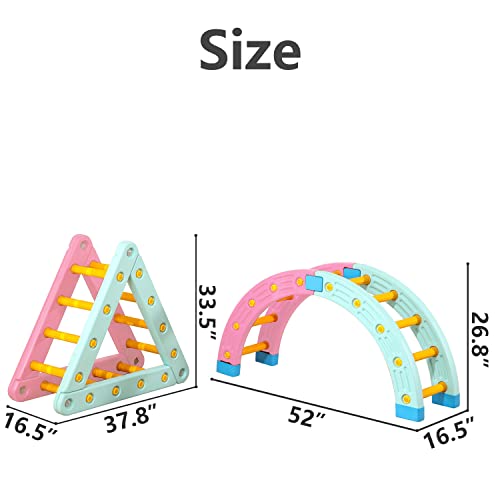 Climbing Toys For Toddlers 1-3 Plastic Climbing Triangle Ladder Indoor Kids Play Gym Activity Climbing Structure Suitable For Exercise Toddler Core Strength Triangle + Semicircle (Blue+Pink) #TOP1