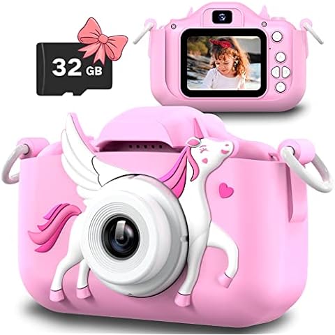 Slothcloud Unicorn Kids Selfie Camera,Unicorn Gifts for Girls Age 3-12,HD Kids Digital Video Cameras for Toddler,Toy for 3 4 5 6 7 Years Old Teens with 32GB SD Card,Christmas Birthday Gift for Girls Cover
