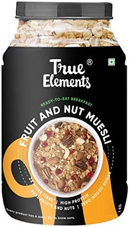 True Elements | Fruit & Nut Muesli | 1kg | Rich in Protein & Fibre | No Added Sugar