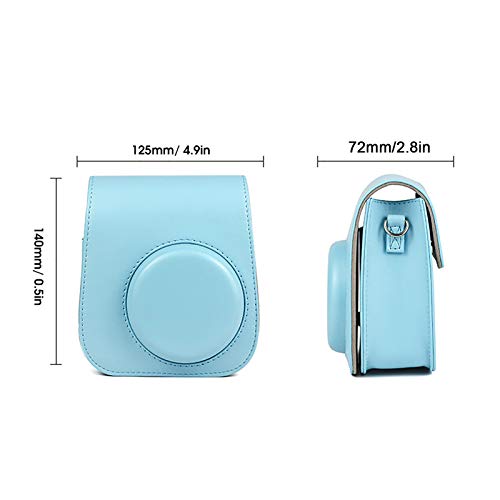 Bolsa de couro PU, material metálico de tampa protetora de mini câmera com dois botões para Instax M