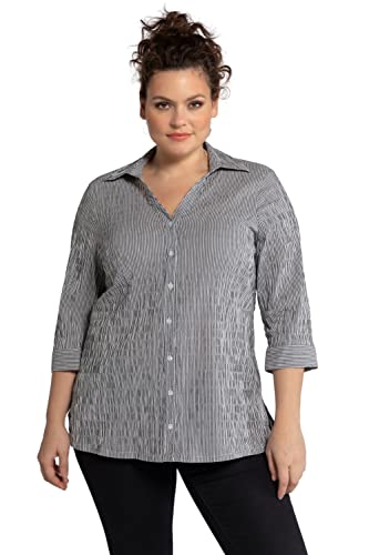 Ulla Popken Womenswear Plus Size Curvy Oversize Seersucker Textured Stripe Blouse Black Stripe 50+ 697563 10 Ulla Popken Womenswear Plus Size Curvy Oversize Seersucker Textured Stripe Blouse Black Stripe 50+ 697563 10