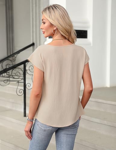 Blooming Jelly Womens Dressy Business Casual Tops Work Trendy Short Sleeve Shirts Summer Cute Pleated Blouses2