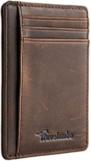 Travelambo Front Pocket Minimalist Leather Slim Wallet RFID Blocking Medium Size(02 CH Coffee)