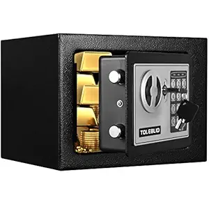 Fireproof Small Safe Box for Money, 0.23 Cu ft Mini Fireproof Safe with Combination Lock, Personal Home Safe for Office Hotels Business (black)