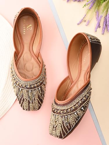 Image of XE Looks Jutti | Handcrafted Ethnic Punjabi Jutties with Intricate Bead & Sequin Embellishments | Comfortable & Stylish Footwear For Girls & Women