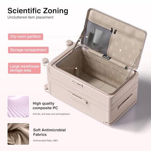 26-inch Carry-On Luggage, Top-Opening Carry-On Luggage, Rolling Luggage, Full PC Hardshell, Weekend Travel Luggage with Spinner, TSA Approved, Pink (Pink, 26-inch)3