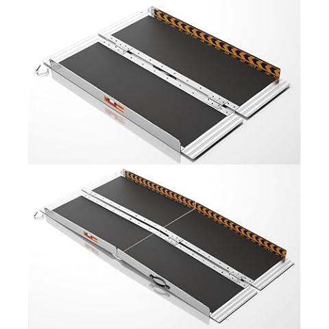 FACHNUO 3FT & 5FT Portable Wheelchair Ramp Non-Skid Aluminum Handicap Ramps with Handle 31.3'' Wide 800LBS Capacity Wheel Chair Ramp Scooter Ramps for Home, Steps, Stairs, Entry, Threshold, Doorway Cover