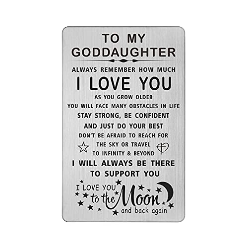 TANWIH Goddaughter Gifts Wallet Card from Godmother Godfather, Goddaughter Birthday Graduation First Communion Baptism Card Gifts