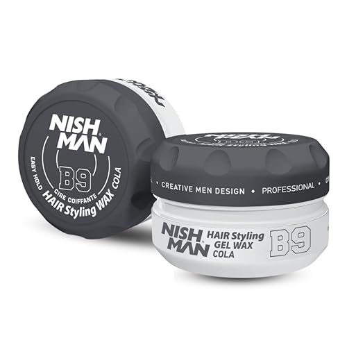 NISHMAN Aqua Gel Wax for Men B9 - Cola 150g - Cola Scent - Natural Shine Look - Ultra High Strong Hold - Long-Lasting Control and Definition