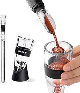 Secura Red Wine Decanter Aerator Wine Air Aerator with Wine Chilling Rod Stainless Steel Wine Chiller Stick