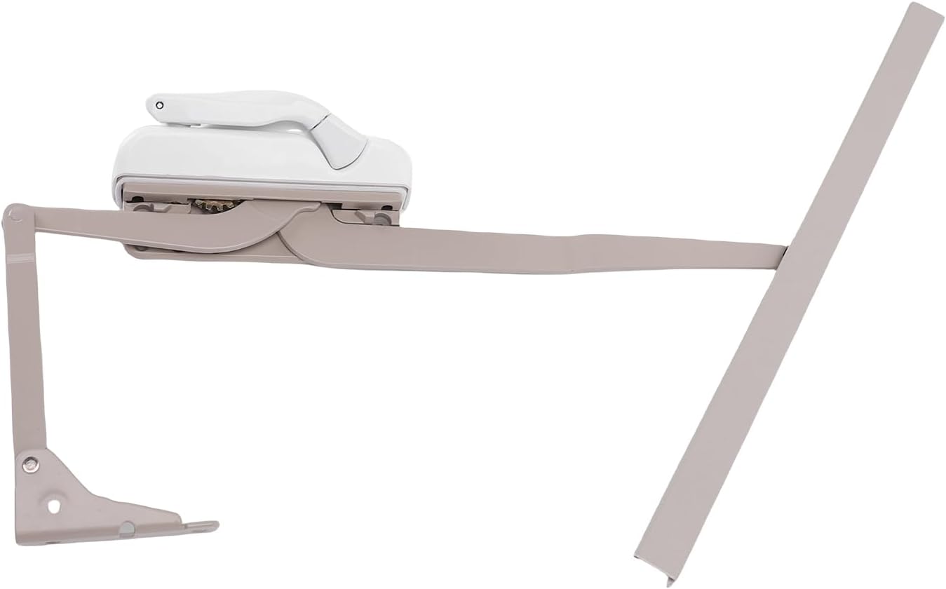 Jeffergarden Left Hand Dual Arm Operator, Zinc Alloy Hardened Steel Casement Window Crank Retrofit Kit with White Detachable Cover and Folding Handle, for PVC Wood Aluminum Window