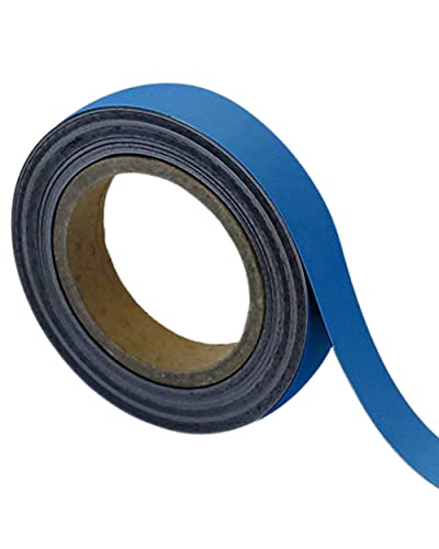 Magnetic Steel Easy-Wipe Tape, Thin & Flexible, Cut to Fit Strip, Strong Magnetic Tape, High Visible Identification, Suitable For All Non-Magnetic Surfaces - Blue - H.25mm x W.10M