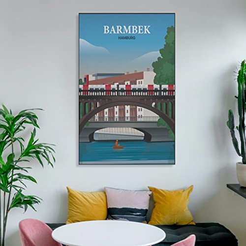 Art Posters Hamburg Barmbek Vintage Travel Poster Canvas Wall Art Prints For Wall Decor Room Decor Bedroom Decor Gifts 24X36Inch(60X90Cm) Frame-Style #TOP5