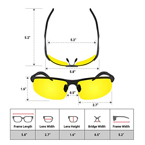 Image of BLUPOND Set of 2 HD Day and Night Driving Glasses - Polarized Sunglasses and Yellow Night Vision Glasses With Car Clip Holder