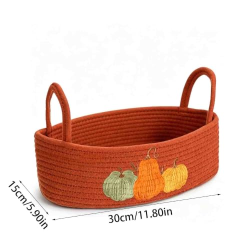 Orange Storage Basket Pumpkin Cotton Rope Baskets For Organizing Fall Decor - image 2
