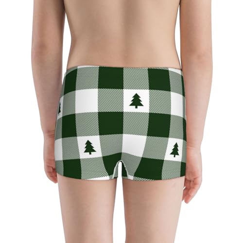 Boys' Cotton Boxer Brief Soft Underwear-Green White Lumberjack Plaid3