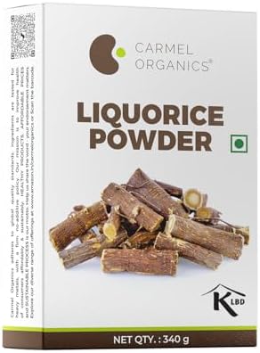 CARMEL ORGANICS Liquorice/Mulethi Root Powder (340 Grams) | Yashtimadhu Powder For Health, Skin and Hair Care | Natural | Edible | Atimadhuram Podi/Athimadhura Hittu