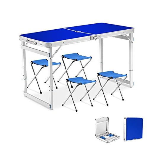 Barn picknickbord hopfällbart picknickbord portabel justerbar höjd hopfällbart campingbord och stolar set 4 parasoller 120 x 60 x 56 ~ 80 cm/47 x 24 x 22 ~ 31 tum