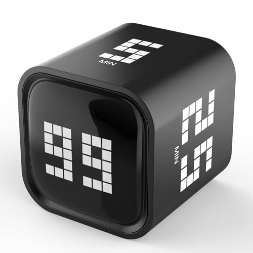Image of Rotating Focus Timer, 5 /25 /10 /50-Minute Pomodoro Timer, Desk Flip Countdown with Vibration & Volume Control, ADHD-Friendly Tool for Office, Study, and Kitchen (Black)