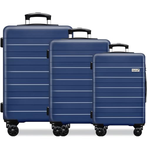 Image of KEYTANG Hardside Expandable Spinner Wheels Luggage Suitcase W /TSA Lock, Navy Blue, 555-3pcs