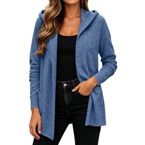 Women's Open Front Cardigan Long Sleeve Jackets Light Weight Cardigans Blue - image 2
