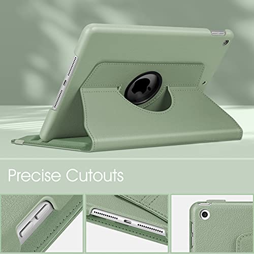Image of Fintie Rotating Case for iPad 9th Generation (2021) / 8th Generation (2020) / 7th Gen (2019) 10.2 Inch - 360 Degree Rotating Stand Cover with Pencil Holder, Auto Wake Sleep, Sage Green