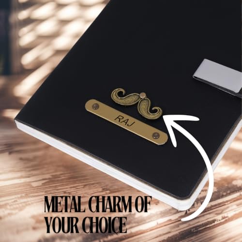 Image of ncgifts personalized diary with name | customized diary | personalized notebook A5 200 ruled pages Customized Diwali Daily Journal Diaries Diary Gifts for Men Women Friends, Family (Black)