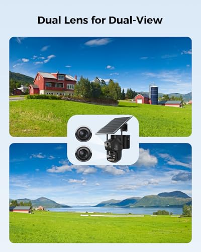 Ctronics 4G LTE &Uuml;berwachungskamera Au&szlig;en mit SIM Karte Doppellinse, 15600mAh Akku 8W Solarpanel Kabellos Solar Kamera Outdoor Farb-Nachtsicht Dual PIR Personenerkennung PC/Cloud/IP66-NO WiFi (schwarz)