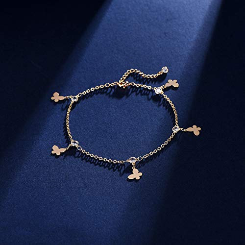 Dremmy Studios Dainty Butterfly Tassel Anklet Bracelet 14K Gold Filled Cute Butterfly Anklet Minimalist Cubic Zirconia Anklet Foot Chain Boho Beach Ankle Jewelry Gifts Anklet For Women Girls #TOP5