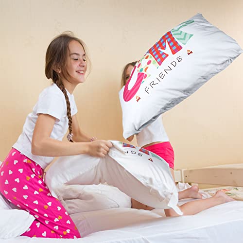 Image of Moukeren Camp Friends Girl Autograph Pillowcase Summer Camp Pillowcase Travel Pillow Case Travel Pillow Cover for Kids Package Stuff Essentials Sleepaway Accessories (Multi Colors,1 Pcs)