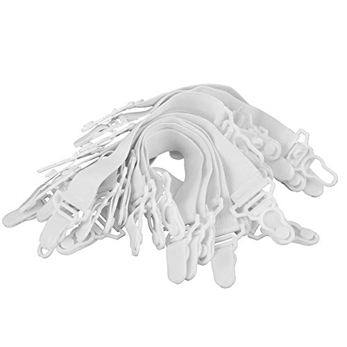 Buckles - 20pcs Fitted Bed Sheet Mattress Grippers Suspenders Elastic Garter Fastener Holder Clips Straps Rubber Button Hook White