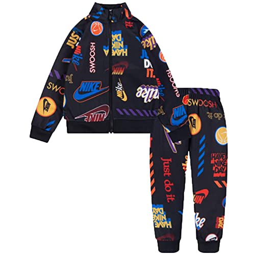 Nike Little Boy Printed Full Zip Jacket & Pants 2 Piece Tracksuit (B(86I376-023)/R, 2T)