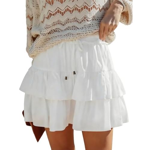 LOMON Flowy Skorts for Women Boho Ruffled High Wai