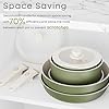 Caannasweis Detachable Nonstick Cookware Set - Stackable Induction Pots and Pans With Removable Handles, Dishwasher Safe - For RV Camping, Oven and Stovetop Use, 5 Pieces (Green) #2