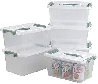 Bblina Plastic Storage Boxes with Lids, Clear Latch Box Set of 6, 6 Liter