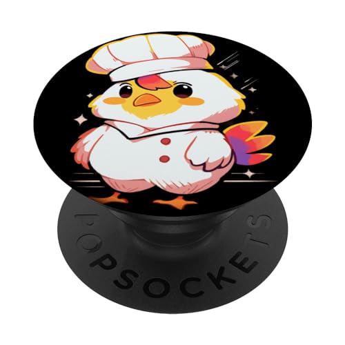 Chicken Chef Hat Cook Culinary Cap Cooking Chicken Lover PopSockets Swappable PopGrip, Black
